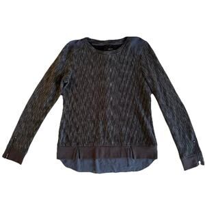 ANTHROPOLOGIE Greylin Textured Mixed Media Sweater Zip Cuffs Pleated Hem Fall S